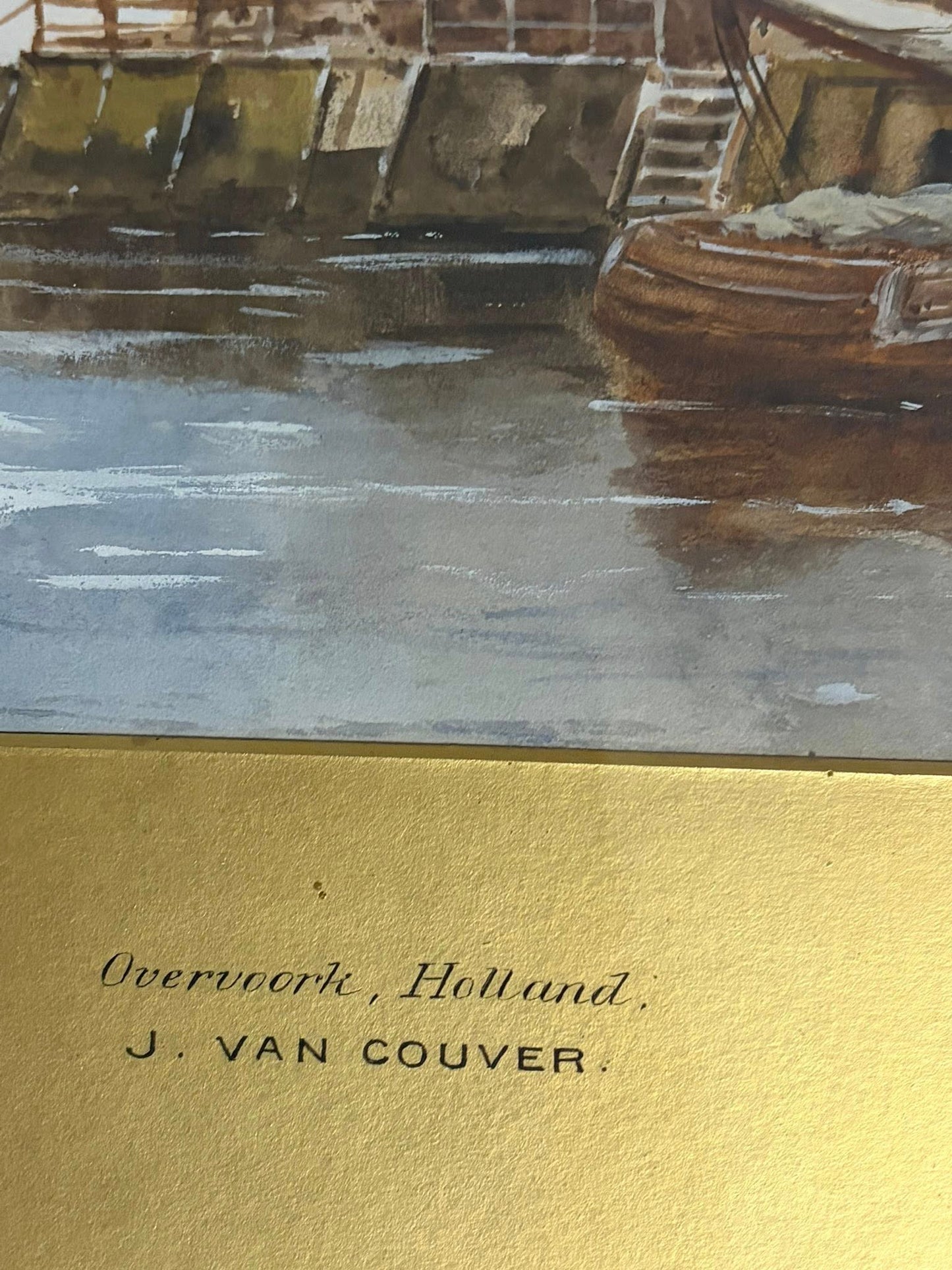 Hermanus Koekkoek II jr. 1836-1909 aquarel op papier, Overvoorde Holland