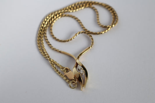 14 kt gouden collier met diamanten 10,5 gram