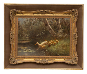 Constant Artz (1870-1951) schilderij mama eend met kindjes