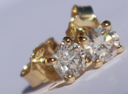 14 kt gouden oorbellen 1 ct diamanten IGI