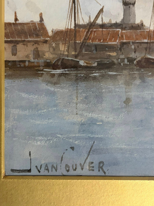 Hermanus Koekkoek II jr. 1836-1909 aquarel op papier, Overvoorde Holland