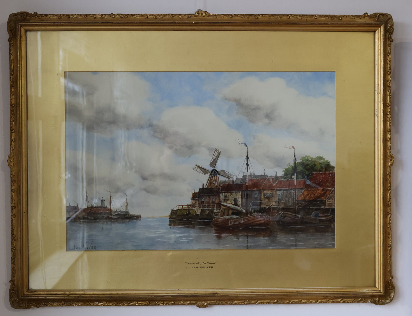 Hermanus Koekkoek II jr. 1836-1909 aquarel op papier, Overvoorde Holland