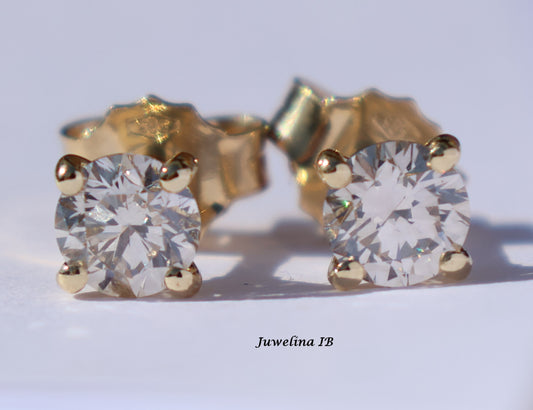 14 kt gouden oorbellen 1 ct diamanten IGI