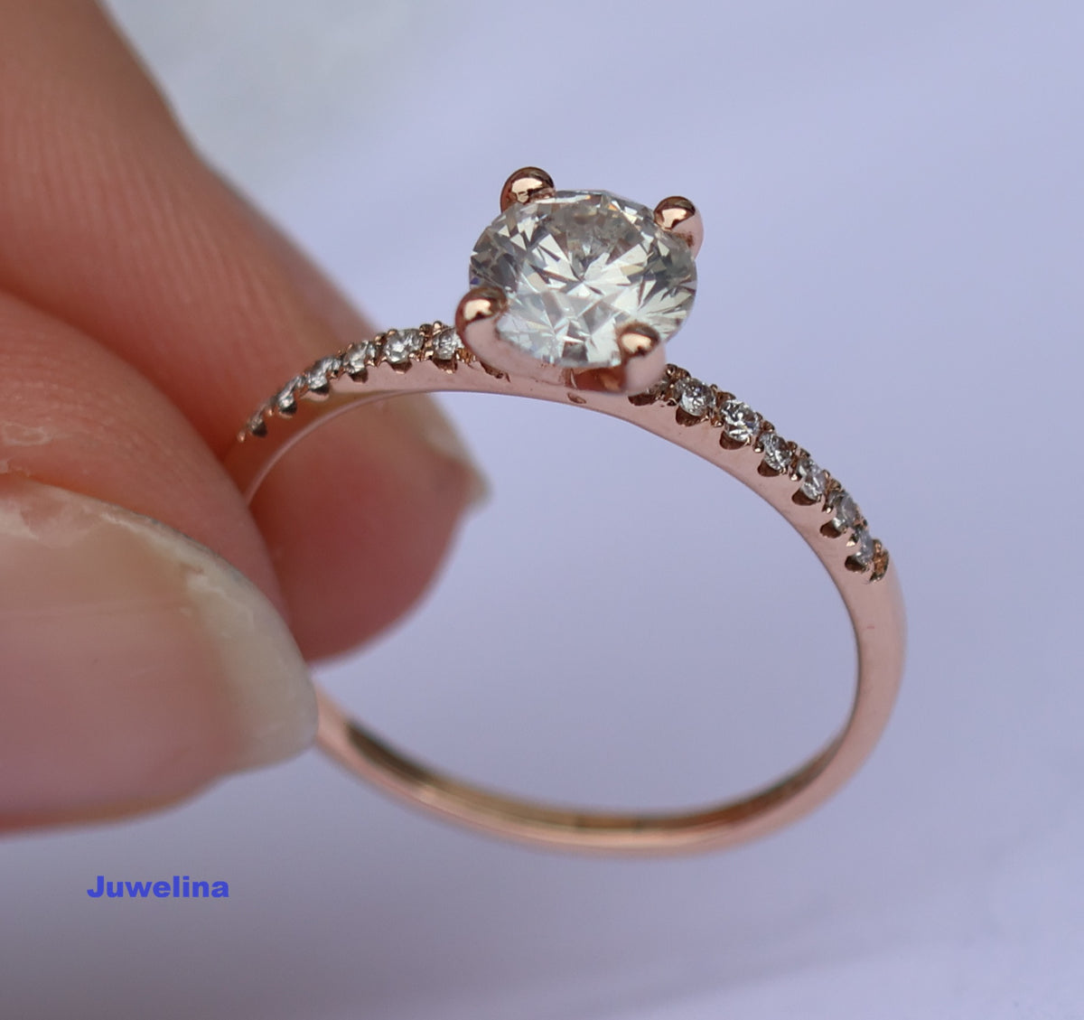 14 kt gouden ring met 1.17 ct natuurlijke echte gecertificeerde diamanten